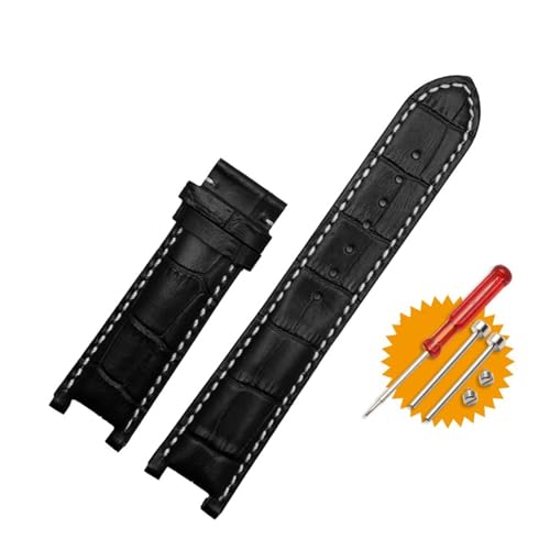 NMASDUYPU Lederarmband 20 * 11mm 22 * 13mm Kompatibel mit GC Guess Car-tier PASHA W3108/HPI004 Uhrenarmband Butterfly-Schnallenarmband(Black WH-no buckle,20mm-11mm) von NMASDUYPU