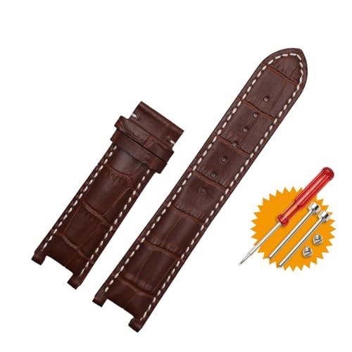 NMASDUYPU Lederarmband 20 * 11mm 22 * 13mm Kompatibel mit GC Guess Car-tier PASHA W3108/HPI004 Uhrenarmband Butterfly-Schnallenarmband(Brown WH-no buckle,20mm-11mm) von NMASDUYPU