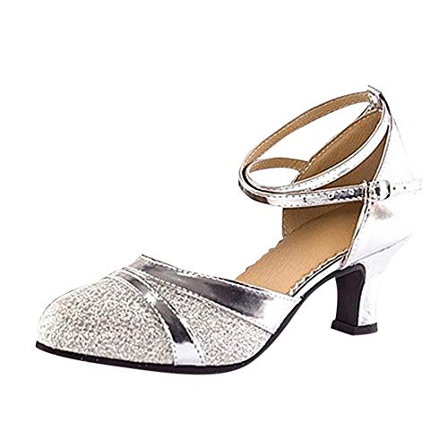 NMERWT Damen Sandalen Standard Tango Latin Tanzschuhe High Mit Weichen Bottom Square Tanzschuhe Runde Zehe Pailletten Schuhe Social Dance Schuh NMERWT Damen Sandalen Standard Tango Latin Tanzschuhe High Mit Weichen Bottom Square Tanzschuhe Runde Zehe Pailletten Schuhe Social Dance Schuh von NMERWT