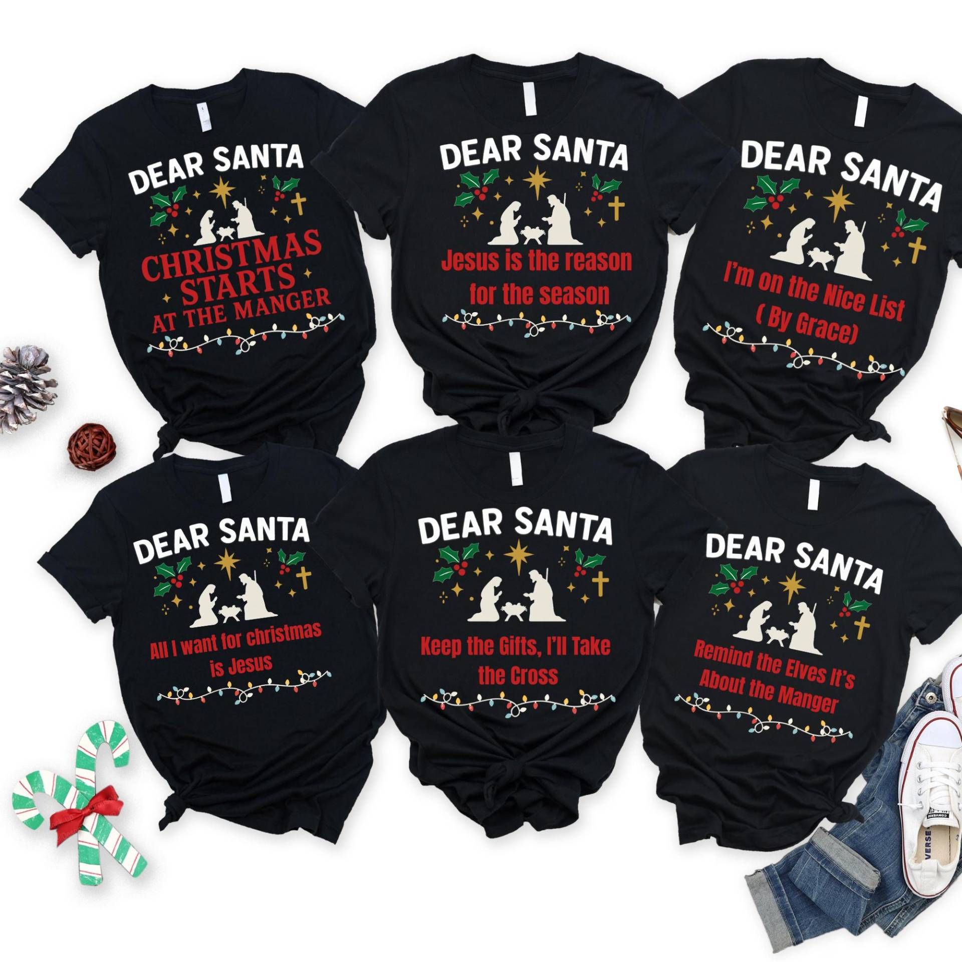 Christliche Familien-Weihnachtshemden, Passende Christliche Feiertags-T-Shirts, Religiöse Weihnachtsfamilien-Outfits, Glaube-Weihnachtshemden Für von NMSCharms