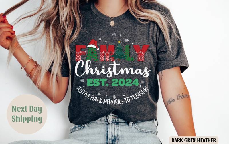 Familie Weihnachten 2024 Festliche Familiengruppe Shirts, Weihnachtsfamilie Shirt, Weihnachtsgruppe Weihnachtspyjamas Weihnachtsgeschenke von NMSCharms