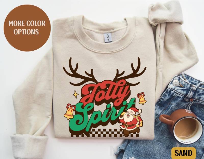 Retro Santa Sweatshirt, Weihnachten Familie Weihnachtsgeschenk, Personalisierte Urlaub Pullover, Weihnachtsfeier T-Shirt, Weihnachtsgeschenk Für Sie von NMSCharms
