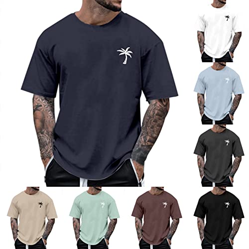 Tshirt Herren Oversize Sommer Lose Rundhals Kurzarm Shirt Oversized Tshirt Herren Vintage Drucken Oberteile Shirts Casual Herren Sportshirts Freizeitshirts Streetwear (01 Navy, XXL) von NMSLCNM