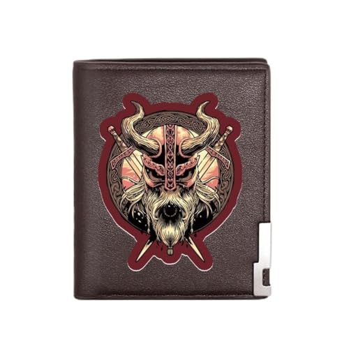 Einzigartige Mittelalterliche Retro-Leder-Geldbörsen Aus Echtem Leder, Luxus-Geldbörse For Herren, Weihnachtsgeburtstagsgeschenk, Nordisches Wikinger-Symbol-Amulett-Geldbörse ( Color : C-wallet 18 ) von NMVAWIPT