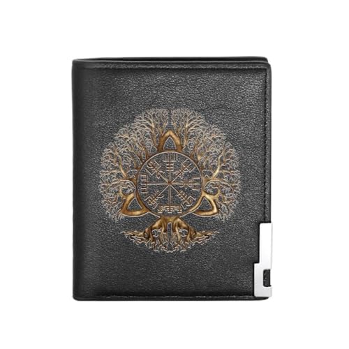 Einzigartige Mittelalterliche Retro-Leder-Geldbörsen Aus Echtem Leder, Luxus-Geldbörse For Herren, Weihnachtsgeburtstagsgeschenk, Nordisches Wikinger-Symbol-Amulett-Geldbörse ( Color : C-wallet 25 ) von NMVAWIPT