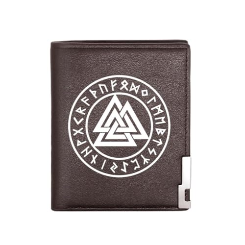 Einzigartige Mittelalterliche Retro-Leder-Geldbörsen Aus Echtem Leder, Luxus-Geldbörse For Herren, Weihnachtsgeburtstagsgeschenk, Nordisches Wikinger-Symbol-Amulett-Geldbörse ( Color : C-wallet 30 ) von NMVAWIPT