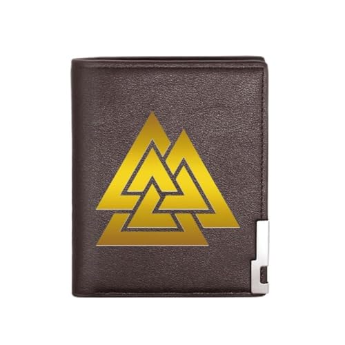 Einzigartige Mittelalterliche Retro-Leder-Geldbörsen Aus Echtem Leder, Luxus-Geldbörse For Herren, Weihnachtsgeburtstagsgeschenk, Nordisches Wikinger-Symbol-Amulett-Geldbörse ( Color : C-wallet 42 ) von NMVAWIPT