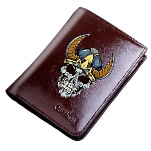 Einzigartige Mittelalterliche Retro-Leder-Geldbörsen Aus Echtem Leder, Luxus-Geldbörse For Herren, Weihnachtsgeburtstagsgeschenk, Nordisches Wikinger-Symbol-Amulett-Geldbörse ( Color : D-wallet 4 ) von NMVAWIPT