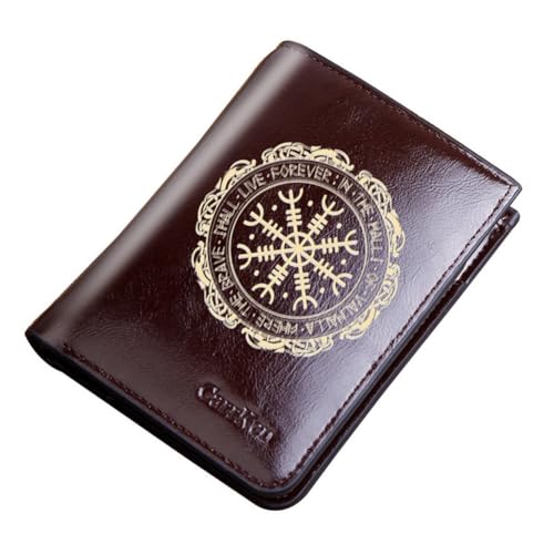 Einzigartige Mittelalterliche Retro-Leder-Geldbörsen Aus Echtem Leder, Luxus-Geldbörse For Herren, Weihnachtsgeburtstagsgeschenk, Nordisches Wikinger-Symbol-Amulett-Geldbörse ( Color : D-wallet 8 ) von NMVAWIPT