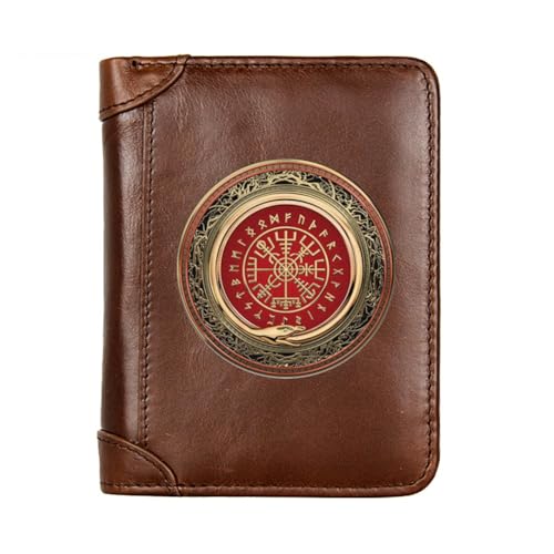 Einzigartige Mittelalterliche Retro-Leder-Geldbörsen Aus Echtem Leder, Luxus-Geldbörse For Herren, Weihnachtsgeburtstagsgeschenk, Nordisches Wikinger-Symbol-Amulett-Geldbörse ( Color : G-Wallet 2 ) von NMVAWIPT