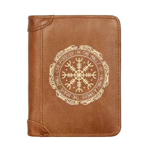 Einzigartige Mittelalterliche Retro-Leder-Geldbörsen Aus Echtem Leder, Luxus-Geldbörse For Herren, Weihnachtsgeburtstagsgeschenk, Nordisches Wikinger-Symbol-Amulett-Geldbörse ( Color : G-Wallet 30 ) von NMVAWIPT