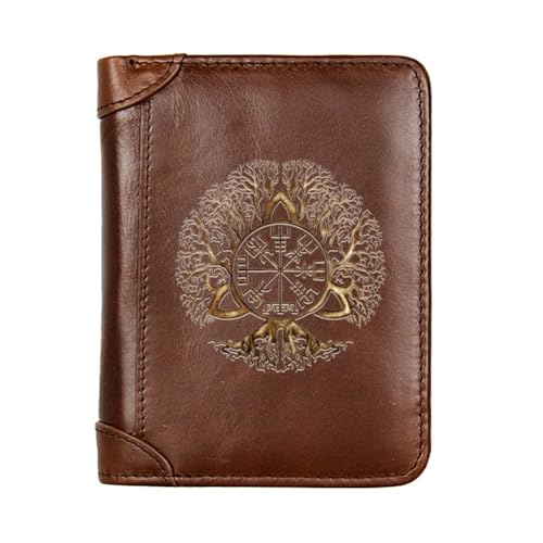 Einzigartige Mittelalterliche Retro-Leder-Geldbörsen Aus Echtem Leder, Luxus-Geldbörse For Herren, Weihnachtsgeburtstagsgeschenk, Nordisches Wikinger-Symbol-Amulett-Geldbörse ( Color : G-Wallet 32 ) von NMVAWIPT