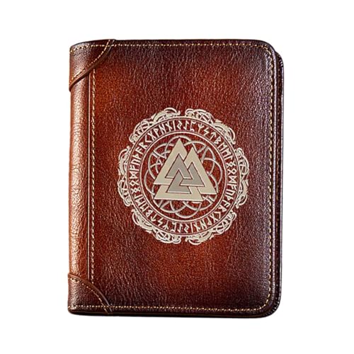 Einzigartige Mittelalterliche Retro-Leder-Geldbörsen Aus Echtem Leder, Luxus-Geldbörse For Herren, Weihnachtsgeburtstagsgeschenk, Nordisches Wikinger-Symbol-Amulett-Geldbörse ( Color : I-Wallet 4 ) von NMVAWIPT