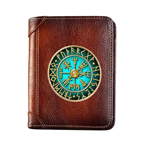 Einzigartige Mittelalterliche Retro-Leder-Geldbörsen Aus Echtem Leder, Luxus-Geldbörse For Herren, Weihnachtsgeburtstagsgeschenk, Nordisches Wikinger-Symbol-Amulett-Geldbörse ( Color : I-Wallet 8 ) von NMVAWIPT