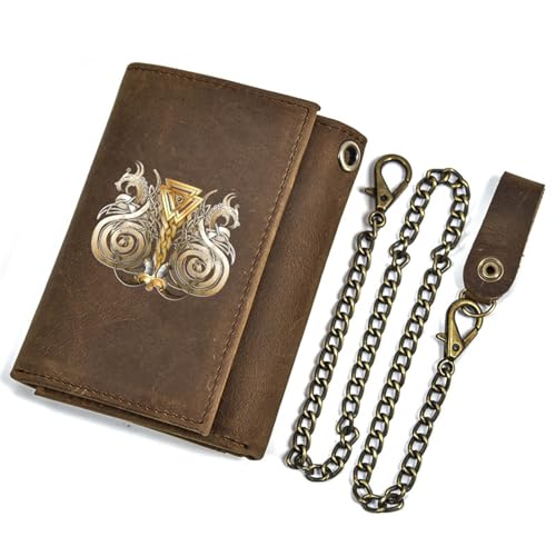 Einzigartige Mittelalterliche Retro-Leder-Geldbörsen Aus Echtem Leder, Luxus-Geldbörse For Herren, Weihnachtsgeburtstagsgeschenk, Nordisches Wikinger-Symbol-Amulett-Geldbörse ( Color : J-wallet 15 ) von NMVAWIPT