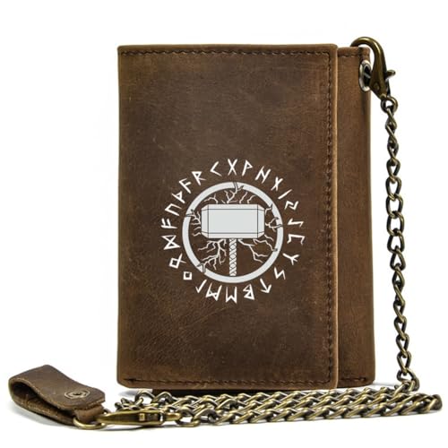 Einzigartige Mittelalterliche Retro-Leder-Geldbörsen Aus Echtem Leder, Luxus-Geldbörse For Herren, Weihnachtsgeburtstagsgeschenk, Nordisches Wikinger-Symbol-Amulett-Geldbörse ( Color : J-wallet 2 ) von NMVAWIPT