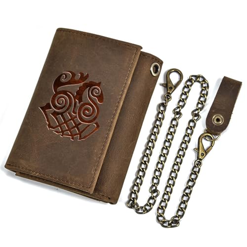 Einzigartige Mittelalterliche Retro-Leder-Geldbörsen Aus Echtem Leder, Luxus-Geldbörse For Herren, Weihnachtsgeburtstagsgeschenk, Nordisches Wikinger-Symbol-Amulett-Geldbörse ( Color : J-wallet 23 ) von NMVAWIPT