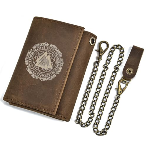 Einzigartige Mittelalterliche Retro-Leder-Geldbörsen Aus Echtem Leder, Luxus-Geldbörse For Herren, Weihnachtsgeburtstagsgeschenk, Nordisches Wikinger-Symbol-Amulett-Geldbörse ( Color : J-wallet 24 ) von NMVAWIPT