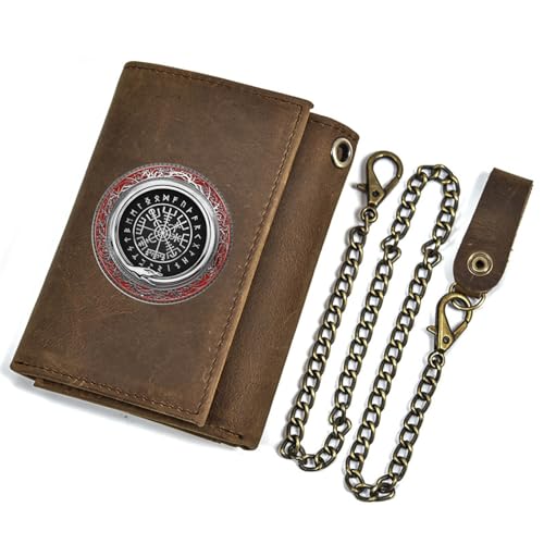 Einzigartige Mittelalterliche Retro-Leder-Geldbörsen Aus Echtem Leder, Luxus-Geldbörse For Herren, Weihnachtsgeburtstagsgeschenk, Nordisches Wikinger-Symbol-Amulett-Geldbörse ( Color : J-wallet 25 ) von NMVAWIPT