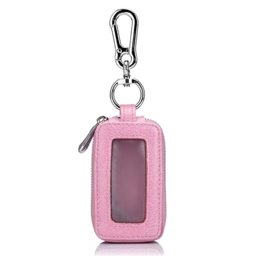 NMVAWIPT Autoschlüsseletui, Zweilagiges Schlüsseletui Aus Leder Mit Großer Kapazität, Schlüsseletui Mit Doppelreißverschluss for Zu Hause(Pink) von NMVAWIPT