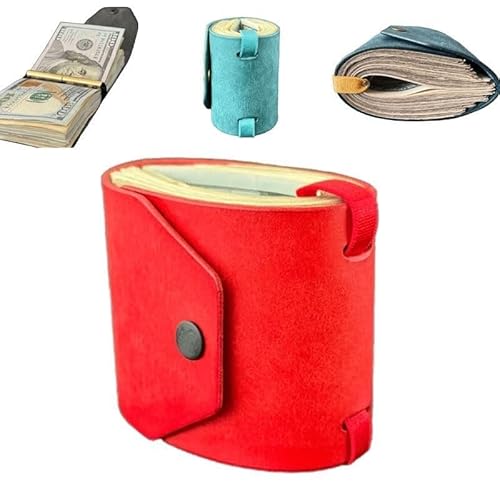 NMVAWIPT Cash Wrap Ledergeldbörse Mit Verschluss, Geldhalter for Bargeld Mit Schnellem Zugriff, Geldbörsenhalter, Praktische Geldbörsenbänder, Geldbörsen-Organizer(Red) von NMVAWIPT