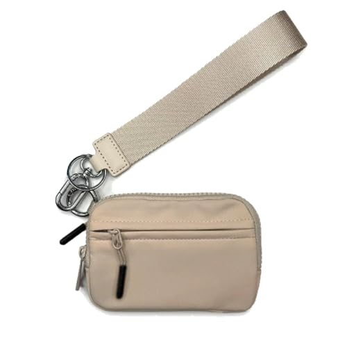 NMVAWIPT Damen-Geldbörse Aus Nylon, Kartenetui Mit Reißverschluss Und Ausweisfenster/Clutch Mit Handschlaufe(Khaki) von NMVAWIPT