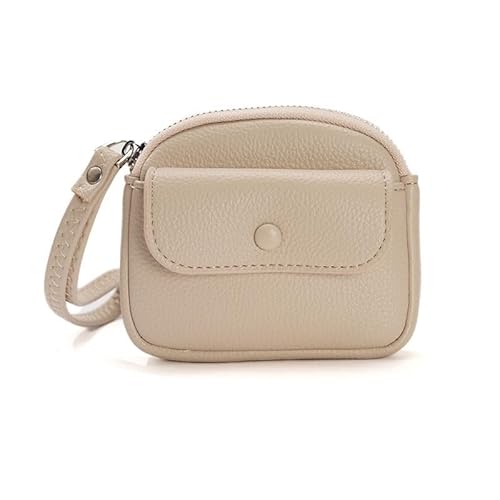 NMVAWIPT Geldbörse Mit Reißverschluss-Handschlaufe for Damen, Münzfach Aus Leder, Münzgeldbörse(Natural Color) von NMVAWIPT