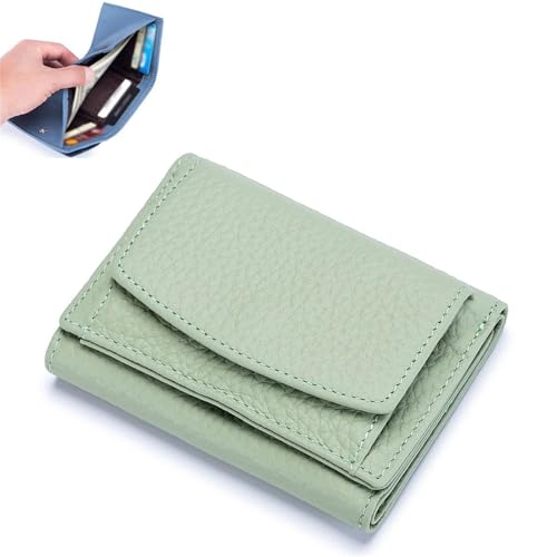 NMVAWIPT Geldbörse for Herren Und Damen, Echtes Leder, RFID-blockierender Kartenhalter, Organizer, Tasche, Mini-Geldbörsen(Cyan) von NMVAWIPT