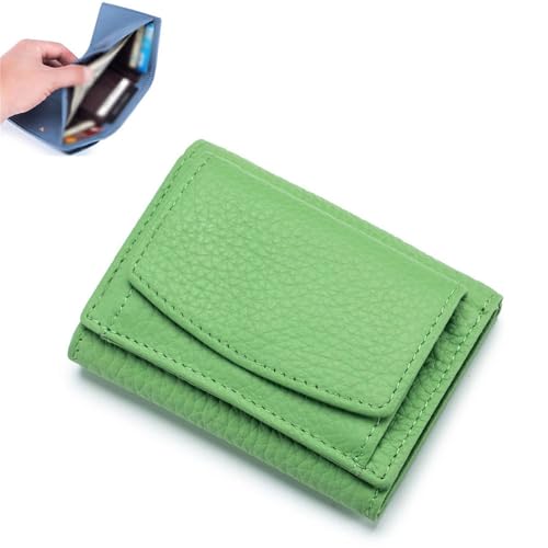 NMVAWIPT Geldbörse for Herren Und Damen, Echtes Leder, RFID-blockierender Kartenhalter, Organizer, Tasche, Mini-Geldbörsen(Green) von NMVAWIPT
