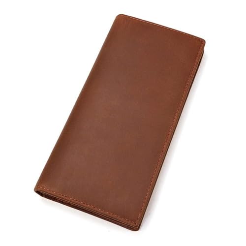 NMVAWIPT Handgemachte Herren-Geldbörse Aus Echtem Leder Im Retro-Stil, Lang, Zweifach Faltbar, Mehrere Kartenfächer, Münzbörse(Style 1) von NMVAWIPT