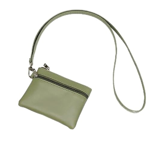 NMVAWIPT Kleine Geldbörse Aus PU-Leder for Damen Mit Münzfach, Minimalistische Geldbörse Mit Umhängeband(Green) von NMVAWIPT