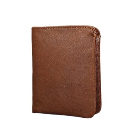 NMVAWIPT Kurze Retro-Geldbörse aus weichem Leder for Herren, dünne, zweifach gefaltete Geldbörsen(E) von NMVAWIPT