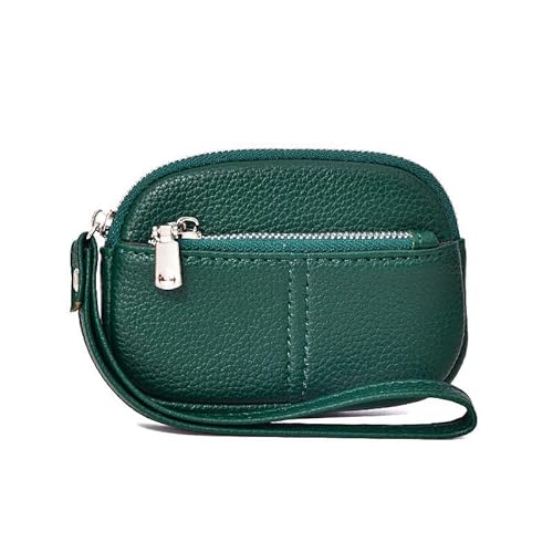 NMVAWIPT Ledergeldbörse Mit Reißverschluss, Münztasche for Damen Und Mädchen, Münzgeldbörsenhalter(Green) von NMVAWIPT