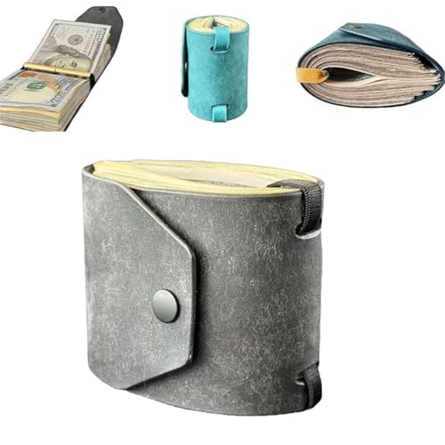 NMVAWIPT Reise-Geldbörse Aus Echtem Leder Mit Verschluss, Geldhalter for Schnellen Bargeldzugriff, Geldklammer Aus Leder, Geldbörsen-Organizer(Gray) von NMVAWIPT
