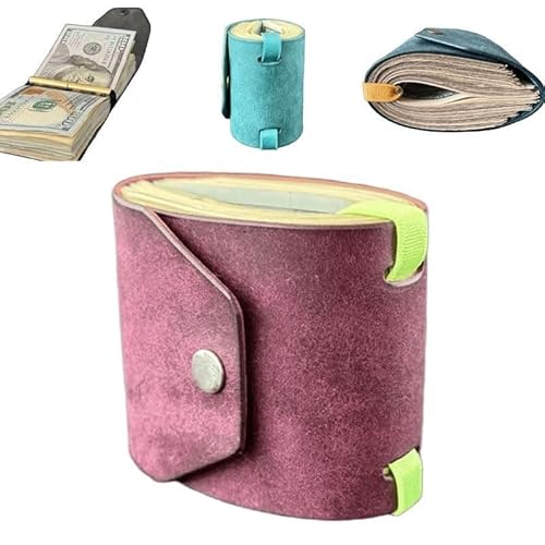 NMVAWIPT Reise-Geldbörse Aus Echtem Leder Mit Verschluss, Geldhalter for Schnellen Bargeldzugriff, Geldklammer Aus Leder, Geldbörsen-Organizer(Purple) von NMVAWIPT