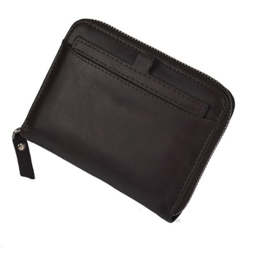 NMVAWIPT Schlanke Herren-Geldbörse Mit Reißverschluss, Tragbarer RFID-blockierender, Zweifach Faltbarer Kreditkartenhalter Aus Braunem Leder for Kartenetui Und Münzen(Brown) von NMVAWIPT