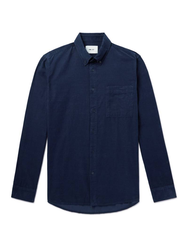 NN07 - Arne 5082 Button-Down Collar Organic Cotton-Corduroy Shirt - Men - Blue - L von NN07