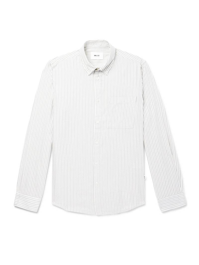 NN07 - Arne 5655 Button-Down Collar Striped Organic Cotton and TENCEL™ Modal-Blend Twill Shirt - Men - White - L von NN07