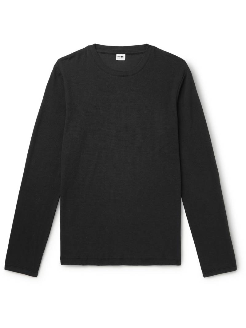 NN07 - Clive Waffle-Knit Cotton and Modal-Blend T-Shirt - Men - Black - XXL von NN07