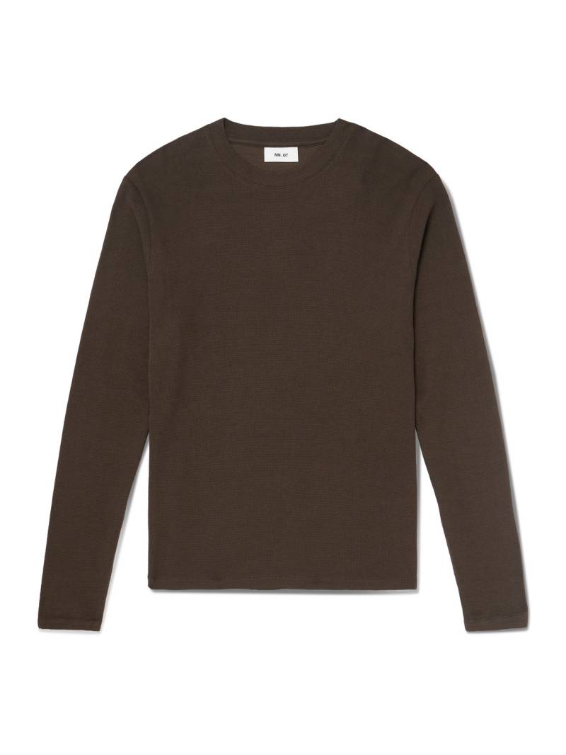 NN07 - Clive Waffle-Knit Cotton and TENCEL™ Modal-Blend T-Shirt - Men - Brown - XXL von NN07