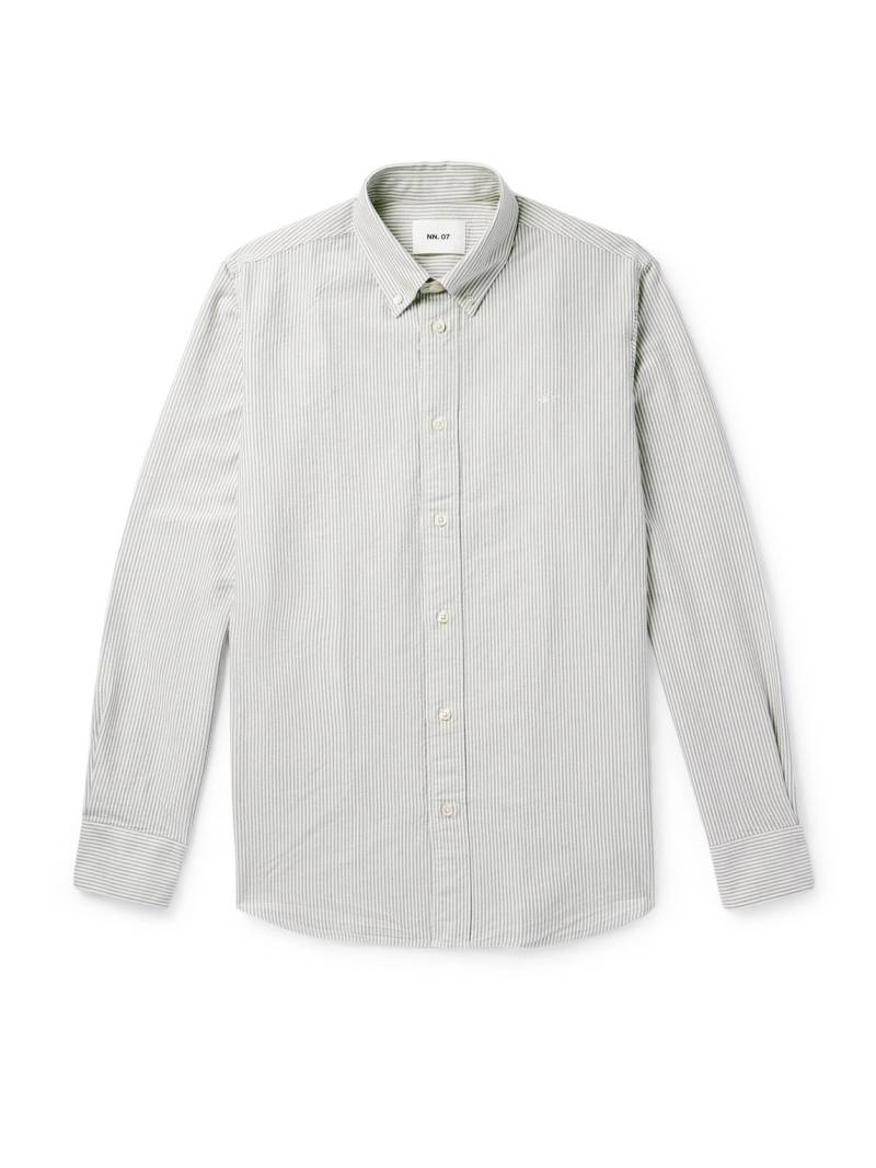 NN07 - Colby 5910 Button-Down Collar Logo-Embroidered Striped Organic Cotton Shirt - Men - Green - S von NN07
