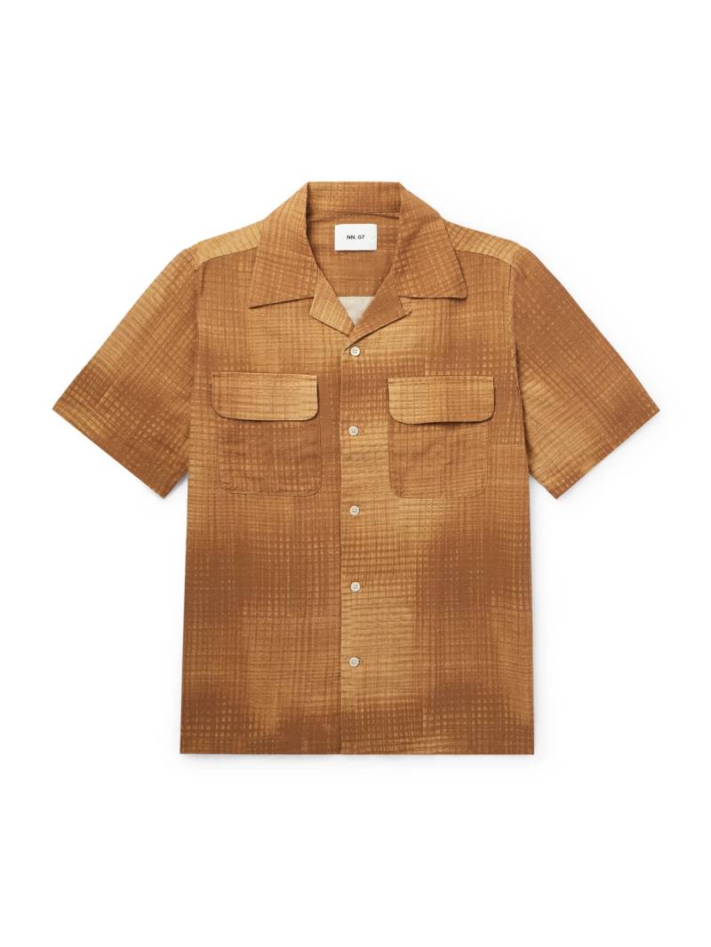 NN07 - Daniel Convertible-Collar Checked Linen and Organic Cotton-Blend Shirt - Men - Brown - XXL von NN07