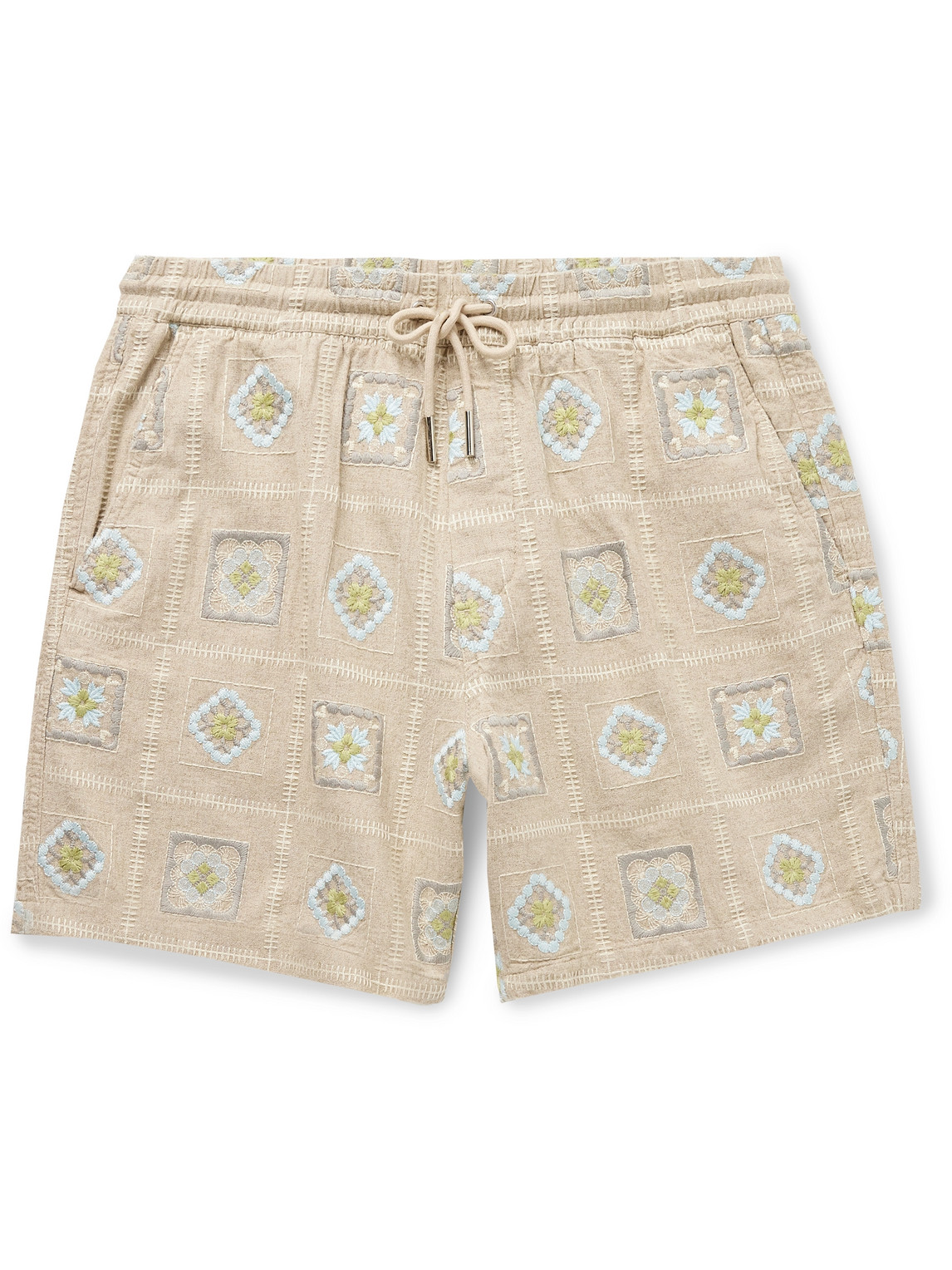 NN07 - Gregor 5398 Straight-Leg Embroidered Linen-Blend Drawstring Shorts - Men - Neutrals - M von NN07