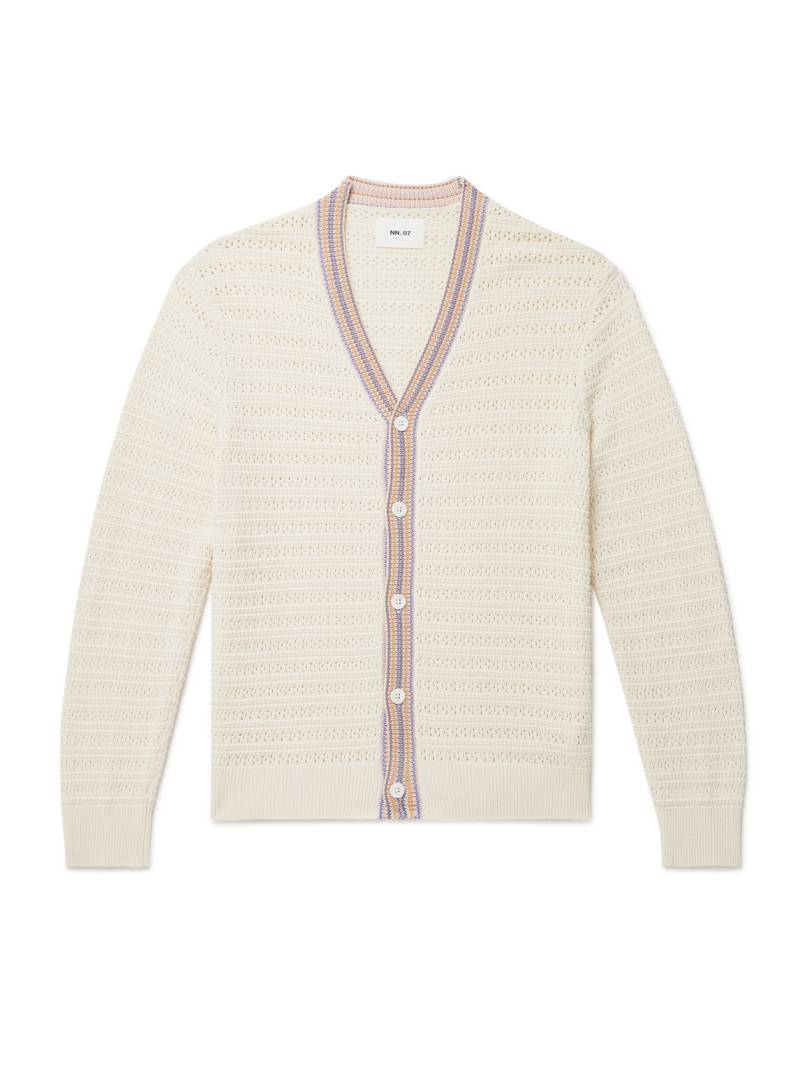 NN07 - Josh 6626 Pointelle-Knit Organic Cotton Cardigan - Men - Neutrals - XXL von NN07