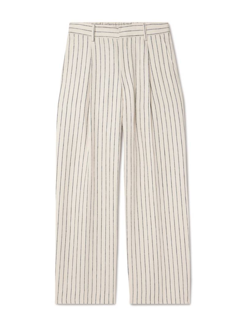 NN07 - Kay 1455 Straight-Leg Pleated Striped Linen Trousers - Men - Neutrals - 34W 32L von NN07