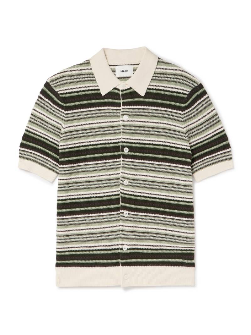 NN07 - Nolan 6686 Striped Textured-Knit Organic Cotton Cardigan - Men - Green - S von NN07