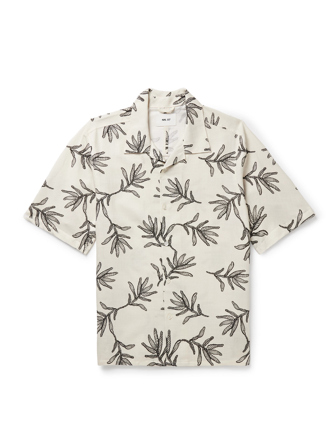 NN07 - Ole 5210 Camp-Collar Embroidered Organic Cotton and TENCEL™ Lyocell-Blend Shirt - Men - Neutrals - L von NN07