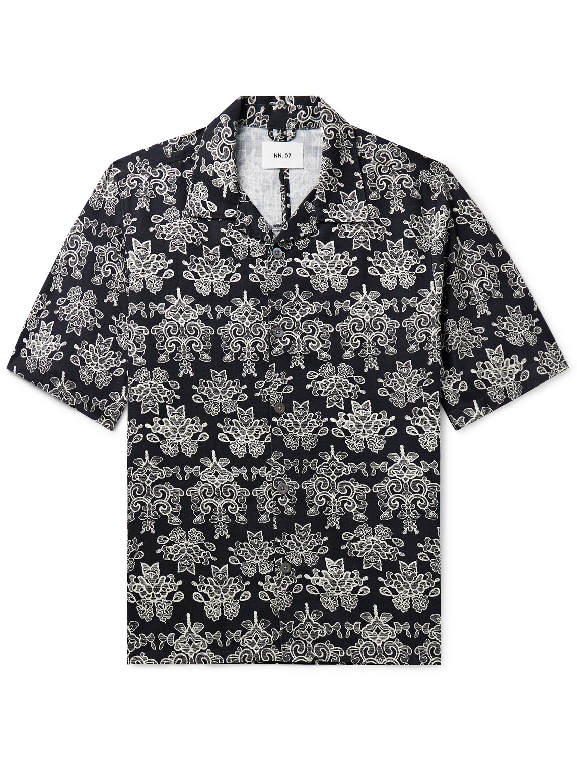 NN07 - Ole 5210 Camp-Collar Printed Organic Cotton and TENCEL™ Lyocell-Blend Twill Shirt - Men - Black - XXL von NN07