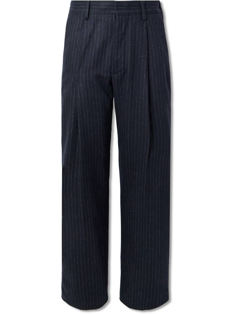 NN07 - Straight-Leg Pleated Pinstriped Recycled Wool-Blend Trousers - Men - Blue - 36W 32L von NN07