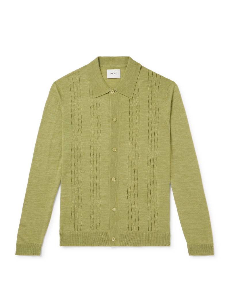 NN07 - Thor 6584 Pointelle-Knit Wool-Blend Cardigan - Men - Green - XL von NN07